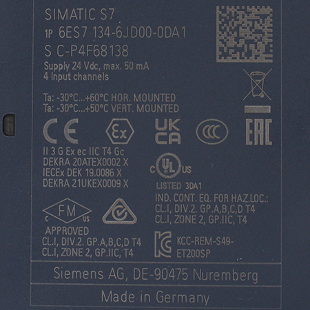 6ES7134-6JD00-0DA1 Модуль аналоговых входов Siemens