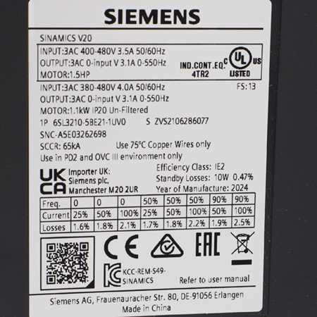 6SL3210-5BE21-1UV0 Преобразователь частоты Siemens