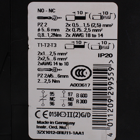 3RU1126-1GB0 Реле перегрузки тепловое Siemens