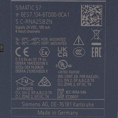 6ES7134-6TD00-0CA1 Модуль аналогово ввода Siemens