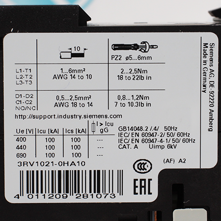 3RV1021-0HA10 Выключатель автоматический Siemens