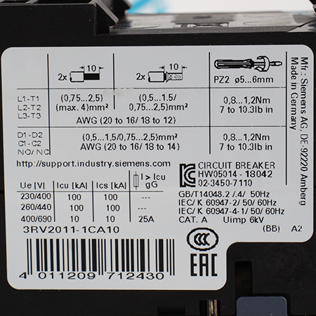 3RV2011-1CA10 Выключатель автоматический Siemens