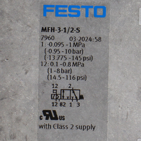 MFH-3-1/2-S Распределитель с электроуправлением Festo