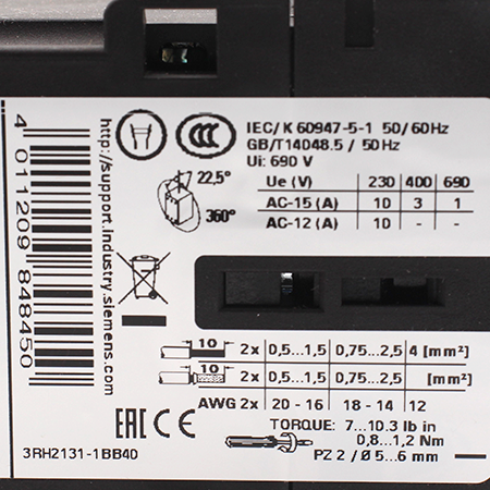 3RH2131-1BB40 Контактор вспомогательный Siemens