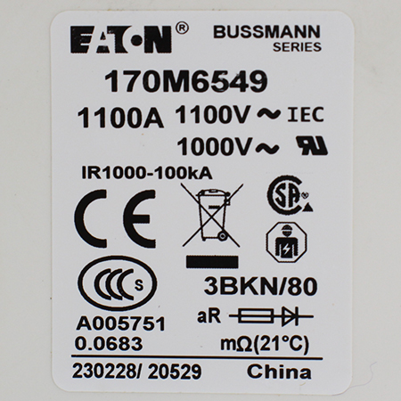 170M6549 Предохранитель быстродействующий Bussmann/Eaton