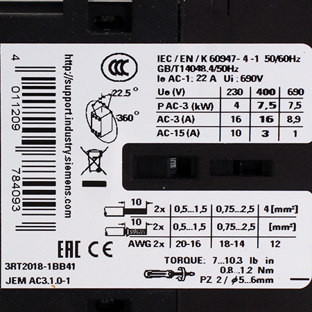3RT2018-1BB41 Контактор Siemens