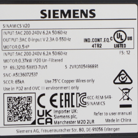 6SL3210-5BB13-7UV1 Преобразователь частоты Siemens