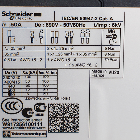 GV3L50 Выключатель автоматический Schneider Electric