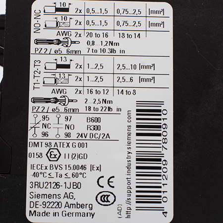 3RU2126-1JB0 Реле перегрузки Siemens