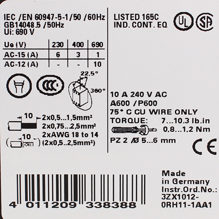 3RH1122-1AH00 Контактор Siemens