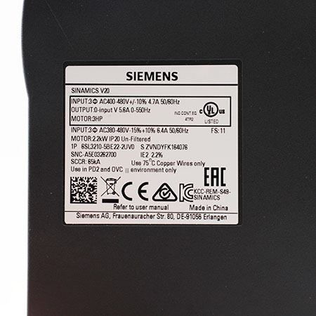 6SL3210-5BE22-2UV0 Преобразователь частоты Siemens