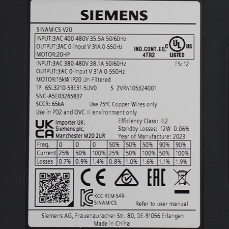 6SL3210-5BE31-5UV0 Преобразователь частоты Siemens