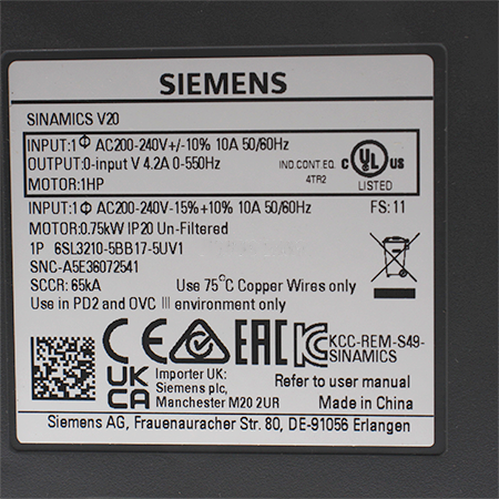 6SL3210-5BB17-5UV1 Преобразователь Siemens