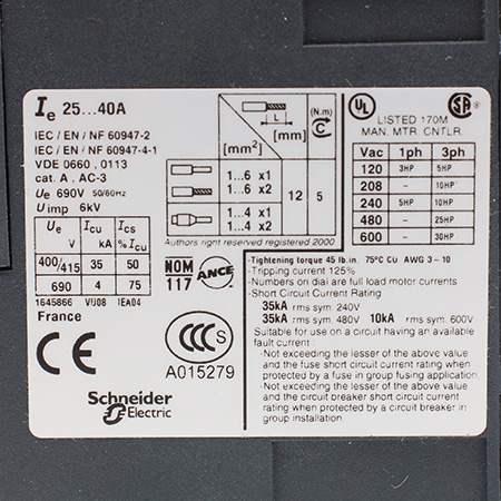 GV3ME40 Выключатель автоматический Telemecanique