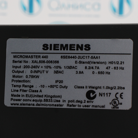 6SE6440-2UC17-5AA1 Преобразователь Siemens