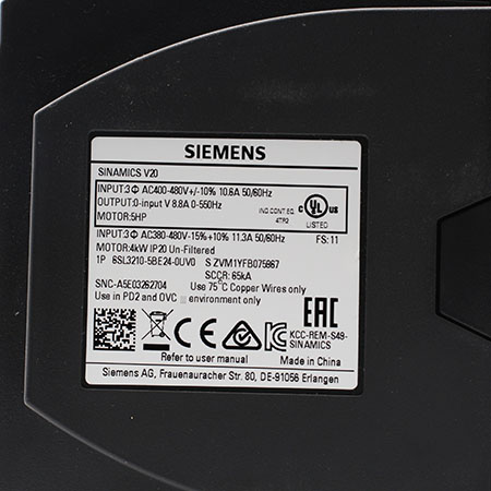 6SL3210-5BE24-0UV0 Преобразователь частоты Siemens