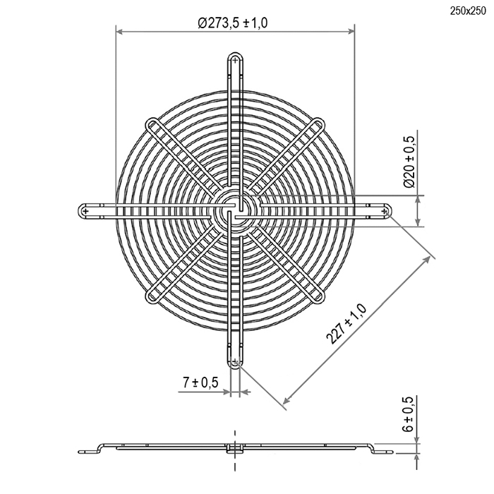 Решетка 250x250mm