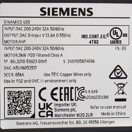 6SL3210-5BB23-0BV1 Преобразователь частоты Siemens