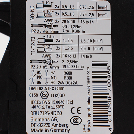 3RU2126-4DB0 Реле перегрузки Siemens