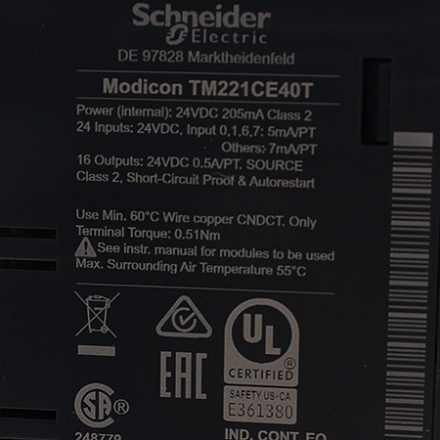 TM221CE40T Блок компактный базовый Schneider Electric