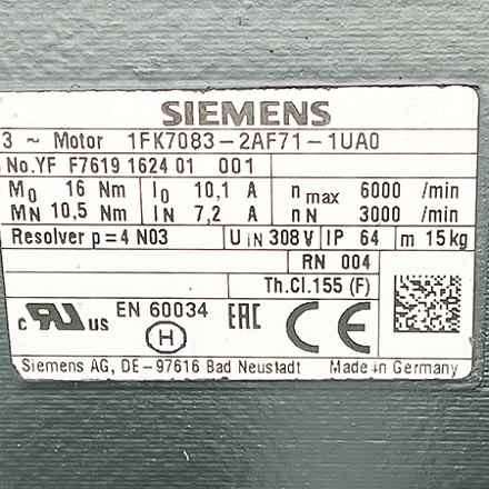 1FK7083-2AF71-1UA0 Двигатель синхронный Siemens