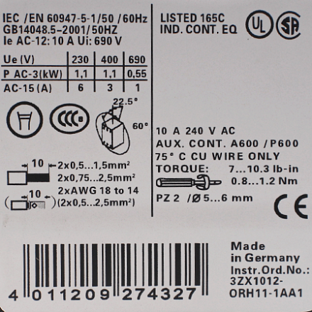 3RH1131-1BB40 Контактор вспомогательный Siemens