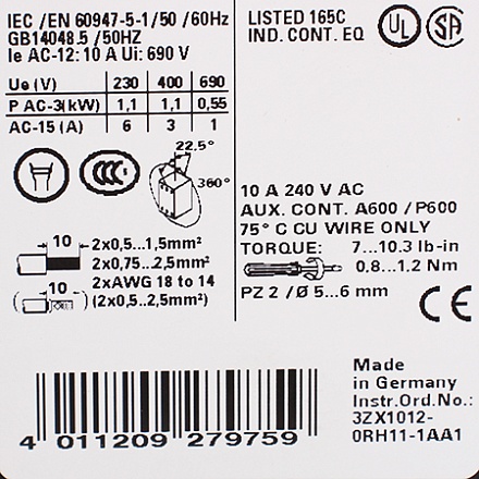 3RH1140-1AF00 Контактор Siemens