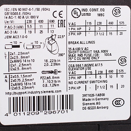 3RT1026-1AB00 Контактор Siemens (с хранения)