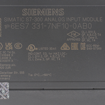 6ES7331-7NF10-0AB0 Модуль ввода Siemens