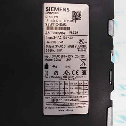 6SL3210-1KE15-8AF2 Преобразователь частоты Siemens