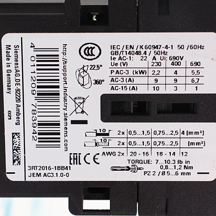 3RT2016-1BB41 Контактор Siemens