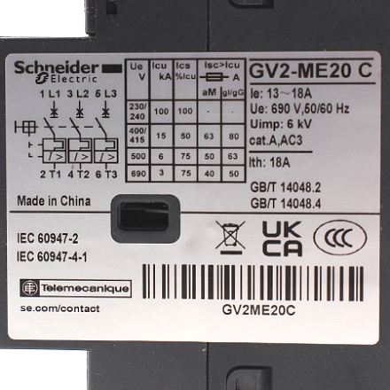 GV2ME20 Выключатель автоматический Schneider Electric