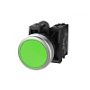 TS2020-0AM20 Кнопка TS2, плоская с метал. кольцом, без фиксации, зел.