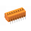 458445 Вилка на плату MCS, с горизон. вводом кабеля, шаг 5.08мм, 15 конт., оранж.