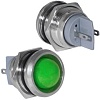 Индикатор антивандальный RUICHI GQ22PR-G, цвет зеленый, точечный излучатель, 12-24 В, 15 мА, гибкие выводы, никелированная латунь