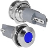Индикатор антивандальный RUICHI GQ14PF-B, цвет синий, точечный излучатель, 12-24 В, 15 мА, гибкие выводы, никелированная латунь
