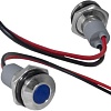 Индикатор антивандальный RUICHI GQ14WF-B, цвет синий, точечный излучатель, 12-24 В, 15 мА, гибкие выводы, никелированная латунь