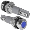 Индикатор антивандальный RUICHI GQ8PF-B, цвет синий, точечный излучатель, 12-24 В, 15 мА, гибкие выводы, никелированная латунь
